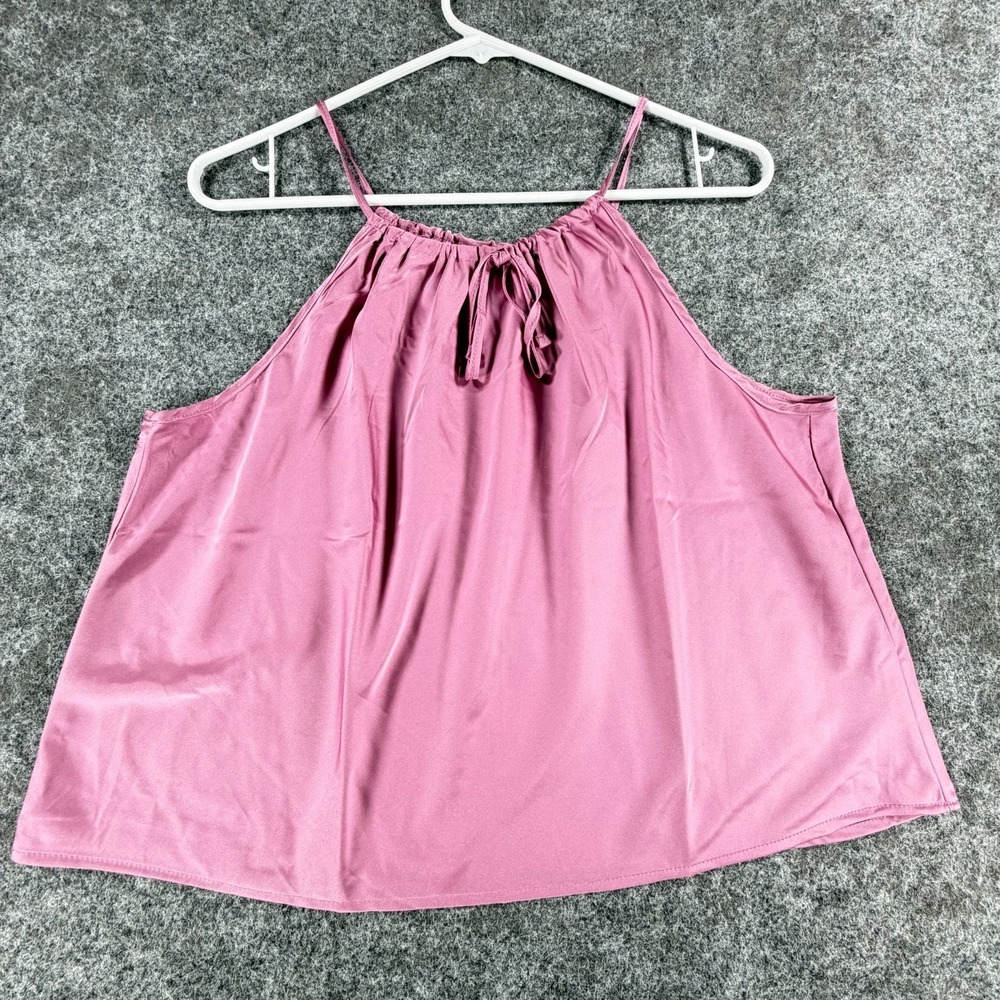 Pink Rose Camisole Top Womens Large Pink Stretch Spaghetti Strap Party Cocktail